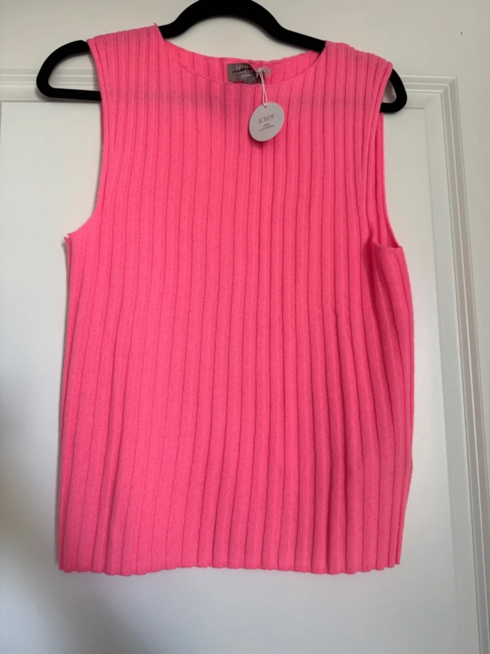 NWT J. CREW Women’s Wide-rib cashmere sweater shell Neon Capri Medium *SEE NOTE* - Picture 1 of 16